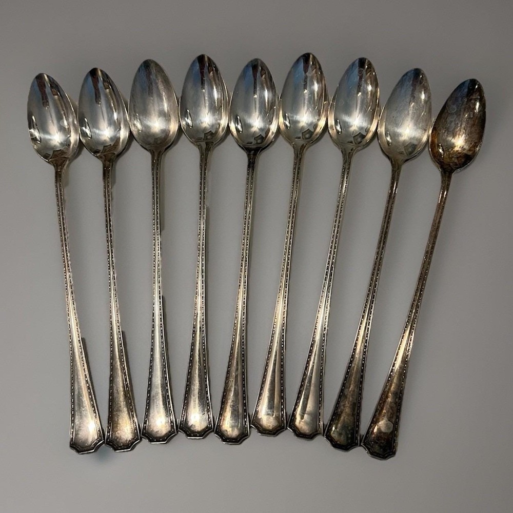 Vintage‎ Set of 9 Kenilworth Silverplate Ice Tea Spoons
